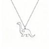 Stainless Steel Non-Fading Cute Dinosaur and Heart Pendant Necklace for Children
