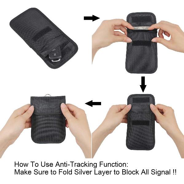 Wisdompro RFID Key FOB Protector for Car Key Signal Blocking, WP4697 Faraday Bag for Anti-Hacking, Anti-Theft Pouch