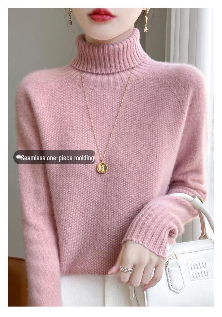 Women's Osmanthus Stitch High-Collar Wool Sweater: Versatile, Warm Autumn & Winter Knit Long Sleeve Base Layer