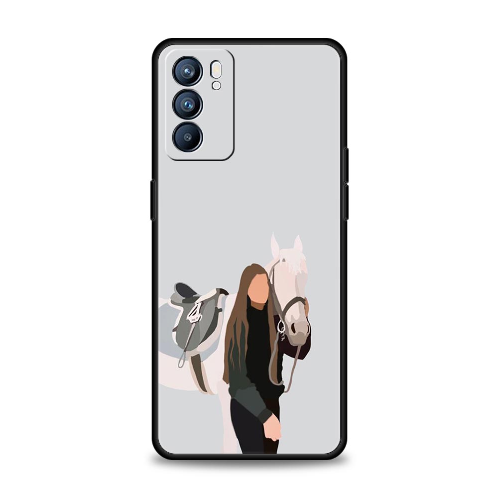 

Чехол для Oppo Find X6 Pro X5 A54 A53 A52 A9 A15 A95 A17 A16 A76 A74 A57 A31 Reno8 Reno7 Reno6 Pro 5G Обложка Скачущая Девушка с Лошадью Oppo A3s