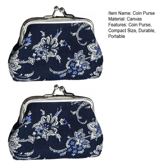 2PCS Women Coin Purse Canvas Mini Palm Size Coin Holder Durable