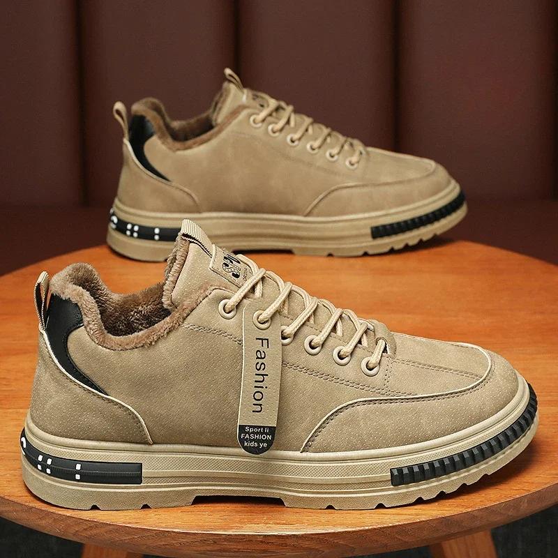 Fashion Men's Sneakers Wear-Resistant Casual Shoes Men Platform Comfortable Flats New Work Non Slip Loafers New Trend Winter Men Shoes