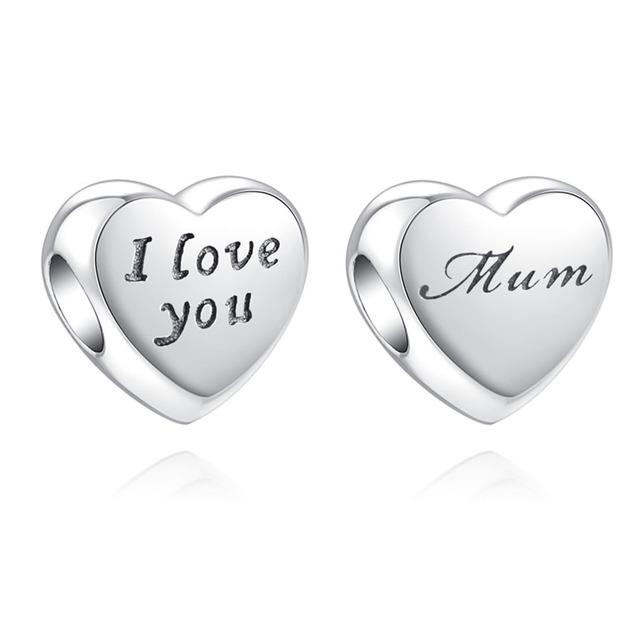 New European I Love You Dauther Auntie Cousin Diy Bead Fit Original Charms Silver 925 Bracelet Jewelry Women Acessories