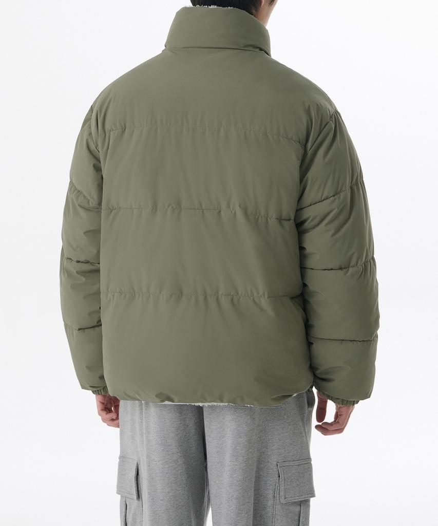 Musinsa Standard Daily Puffer Reversible Fleece Short Padded Jacket [Khaki/Cream]