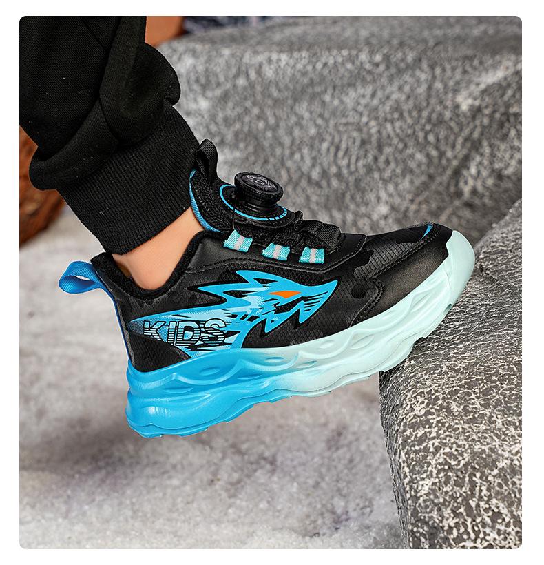 Boys' Leather Waterproof Autumn Sports Shoes: Double Cotton Warm, For Kids & Youth Running