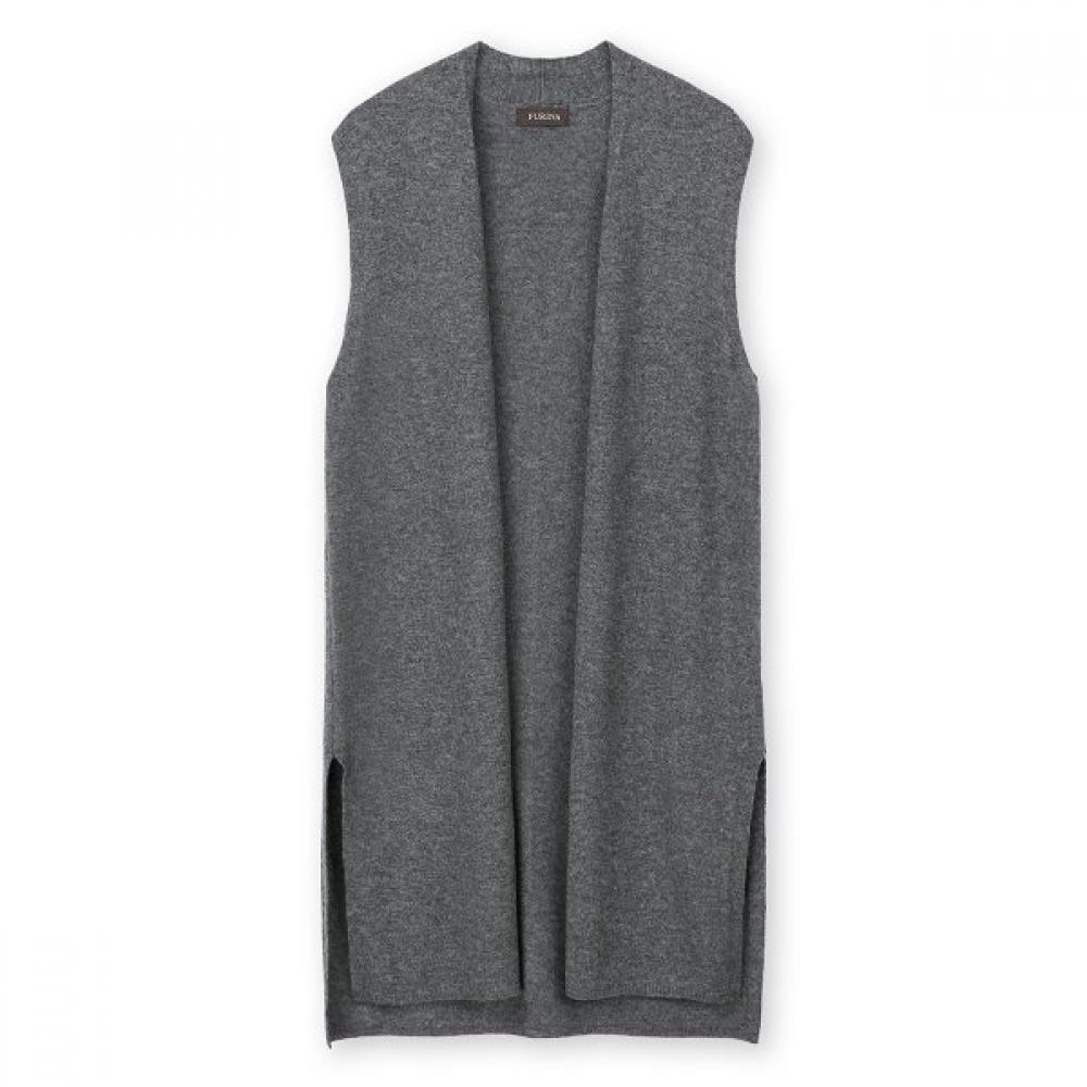 Furina Olive Cashmere Wool Long Vest gray (GY)/FREE