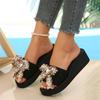 Women's Fashion Plus Size Wedge Slide Sandals with Bow Knot Decoration Platform Sole Casual Summer Footwear for Outdoor and Indoor Use