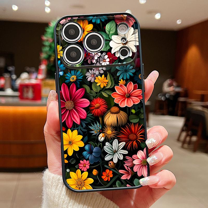 Colorful Flowers Pattern Case For iPhone 17 Pro Max iPhone 16 15 14 13 Pro Max Magnetic For Magsafe Hybrid TPU+PC Matte Cover