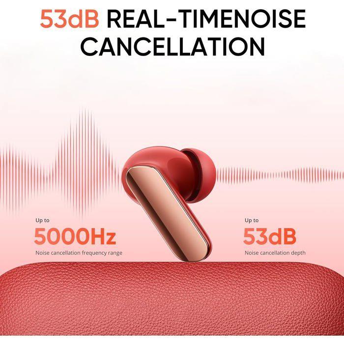 Realme Buds Air 7 Pro Ecouteurs Sans Fil Casque À Réduction De Bruit Avec 53dB AI Simultanée 48H d'Autonomie Bluetooth 5.4, Blanc