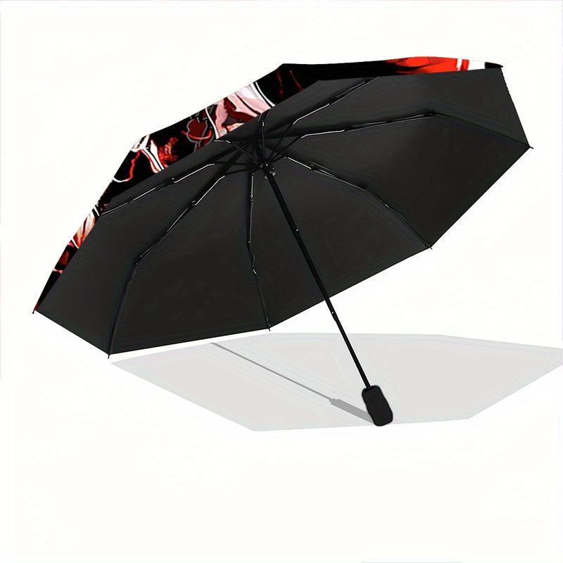1pc Skull with Flames Automatic, Cute Cartoon Pattern, Portable Outdoor Umbrella, Perfect, Holiday Gift for fans.C052