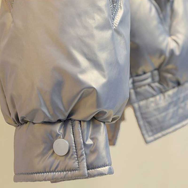 Shiny Down Cotton Jacket Female Short Winter Korean Version of Loose Cotton Coat Solid Color Small Outwear Wash Free