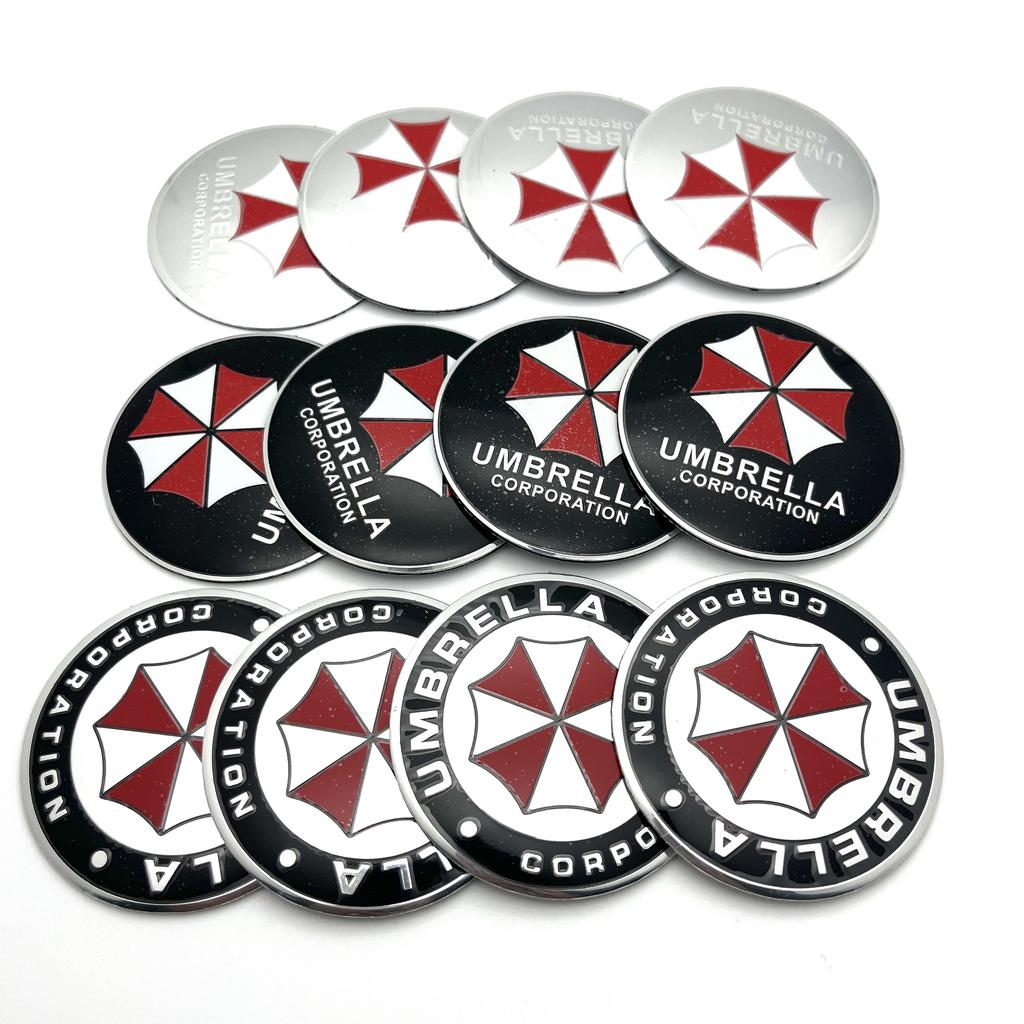 4pcs 56mm 60mm 65mm 68mm Car Wheel Center Hub Cap For Umbrella Corporation Resident Evil Badge Emblem Sticker Styling Accessory