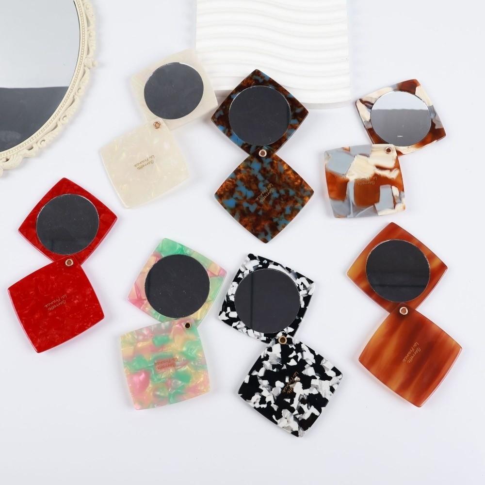 Bunter Tragbarer Spiegel Quadratischer Drehbarer Spiegel Kompaktes Design Acetat Make-up Spiegel Für Nachbesserungen