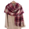 Korean version of imitation cashmere literary lines plaid warm shawl scarf autumn and winter fashion atmosphere versatile fringed scarf