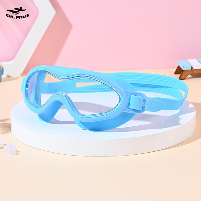Kids' HD Large-Frame Waterproof Anti-Fog Swim Goggles: Comfortable & Non-Tightening—Perfect for Boys' and Girls' Professional Diving.