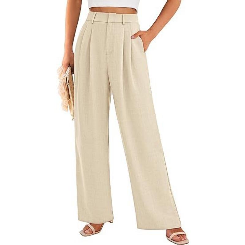 Women High Waist Straight Leg Loose Business Casual Wide Leg Suit Pants