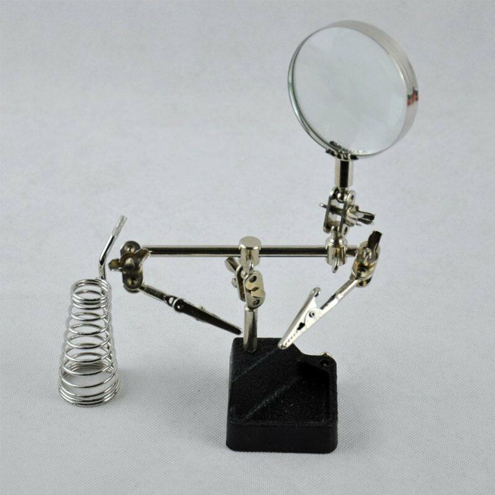 Solder Third Hand Soldering Iron Stand Holder Station Lens Magnifier Help Tools