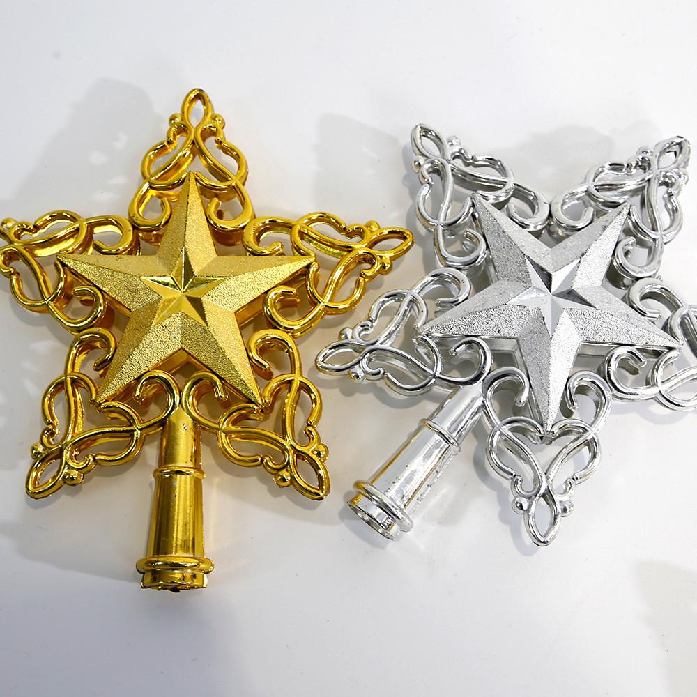 Impressive Silver 22cm Star Tree Topper Creative Hollow Plastic Christmas Decor Item