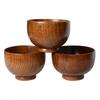 High Quality Eco-friendly Solid Round Wooden Bowl Polished Multi-Functional For Salad Fruits Soup Rice Kitchen Utensil