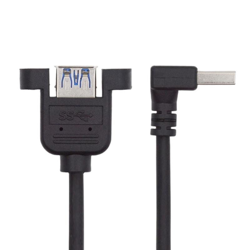 Fast Speed 5Gbps USB 3.0 Extension Cable Right Angle/Straight Head Adapter Male to Female Secure Mounting Ears Design