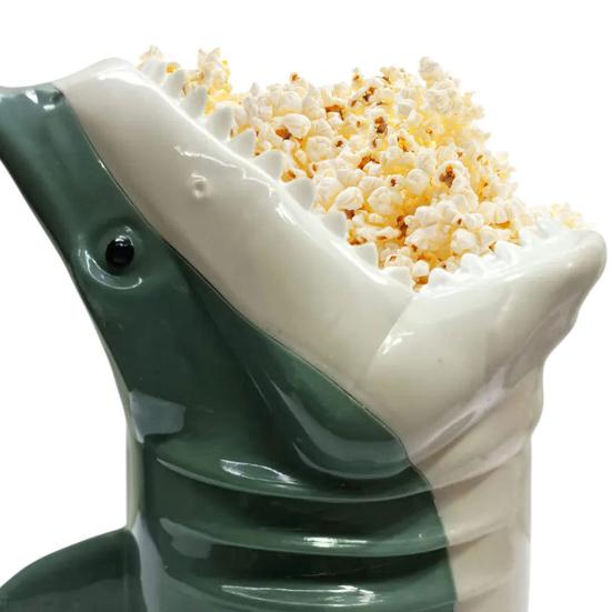Yousheng Shark-Head Popcorn Bucket Food-Grade Silicone Bowl Heat-Resistant Easy To Clean Family Movie Night Snack Bowl