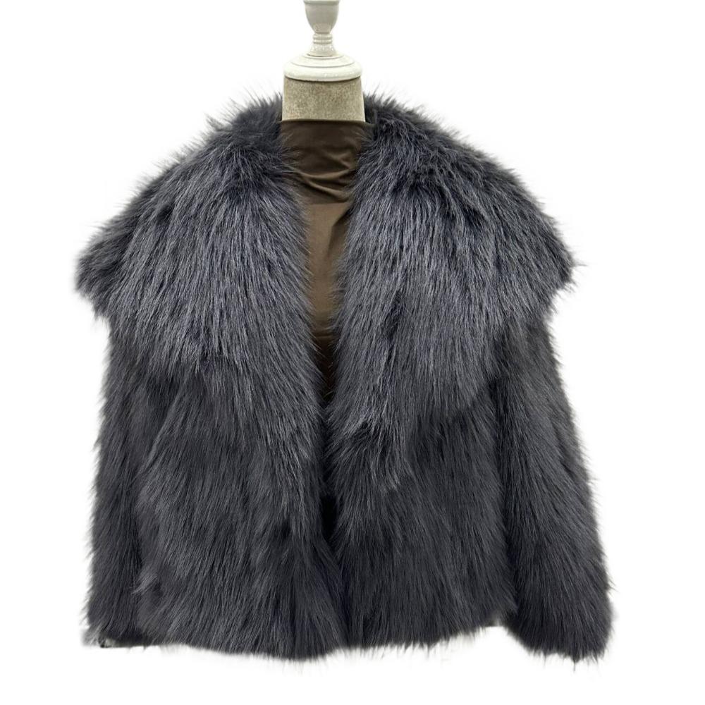 VAYLA Damski Płaszcz Jesienno-Zimowy ze Sztucznego Futra Pluszowy Puszysty Damska Kurtka Nowość Odzież Wierzchnia Biały Czerwony Szary Czarny Mieszanki Wełny Płaszcze