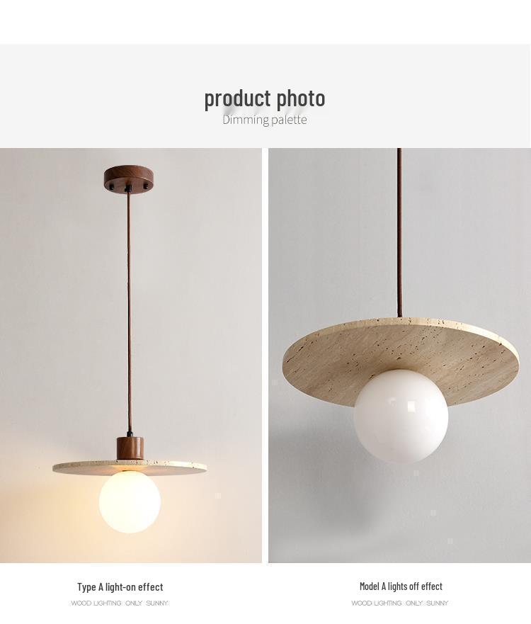 Yellow Travertine Stone Pendant Lamp: Japanese Wabi-Sabi Style for Bedroom or Restaurant