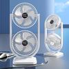 Dual-Head USB Rechargeable Desktop Air Circulator Fan