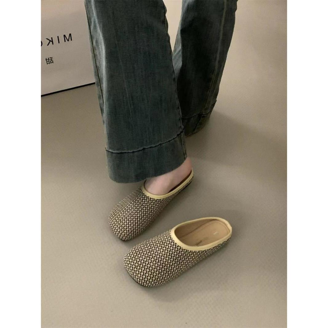 

Korean version of flat-bottomed lazy bag head half slippers women s outer wear 2025 new summer one-pedal non-slip versatile cool slippers 40 жёлтый