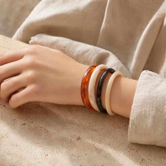 4Pcs/Set Retro Style Bangle Set, Lightweight Stackable Women Bracelets, Smooth Polished Surface Versatile Bangles for Daily Wear