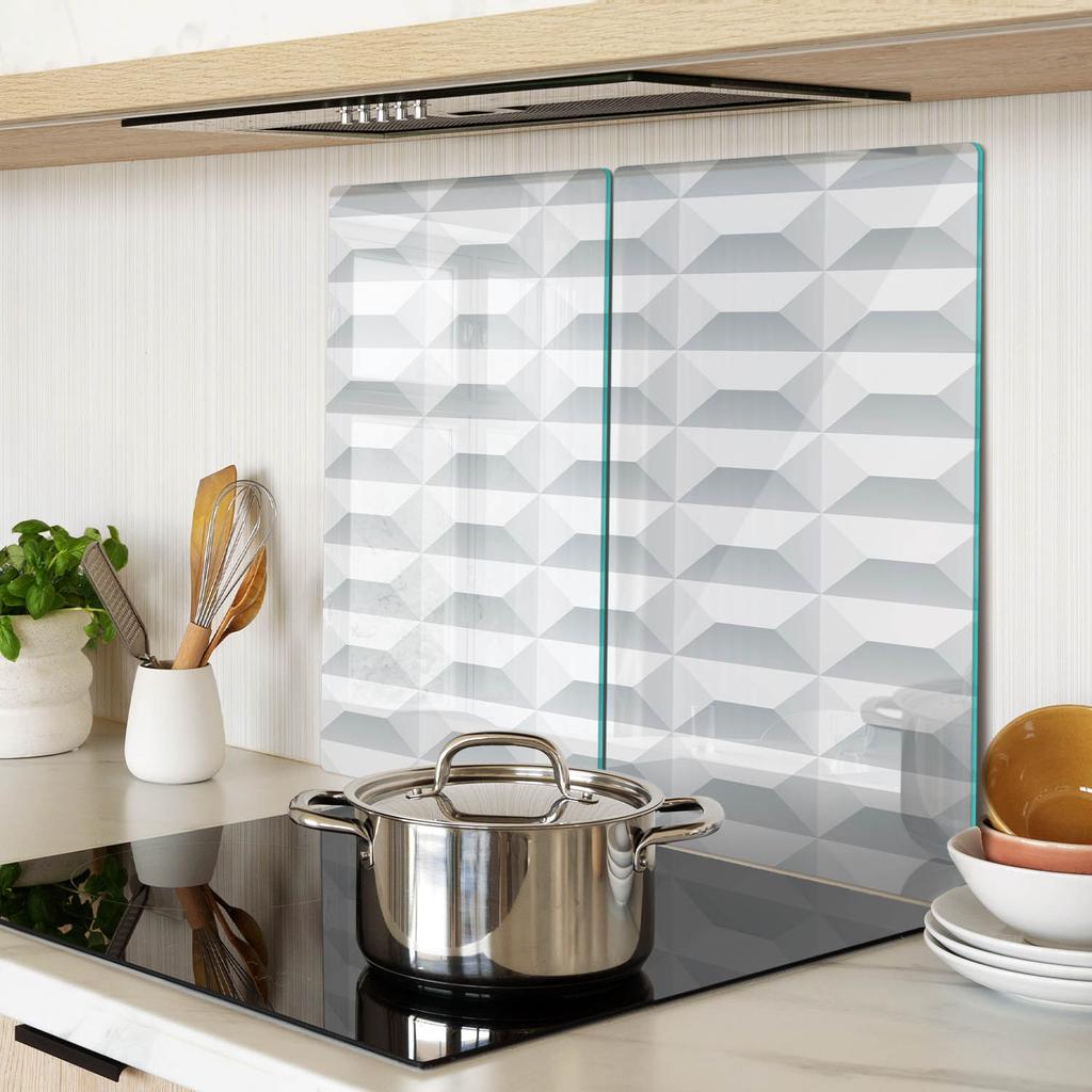 Durable And Stylish Glass Boards With Geometric Figure Pattern 2X30X52 Cm