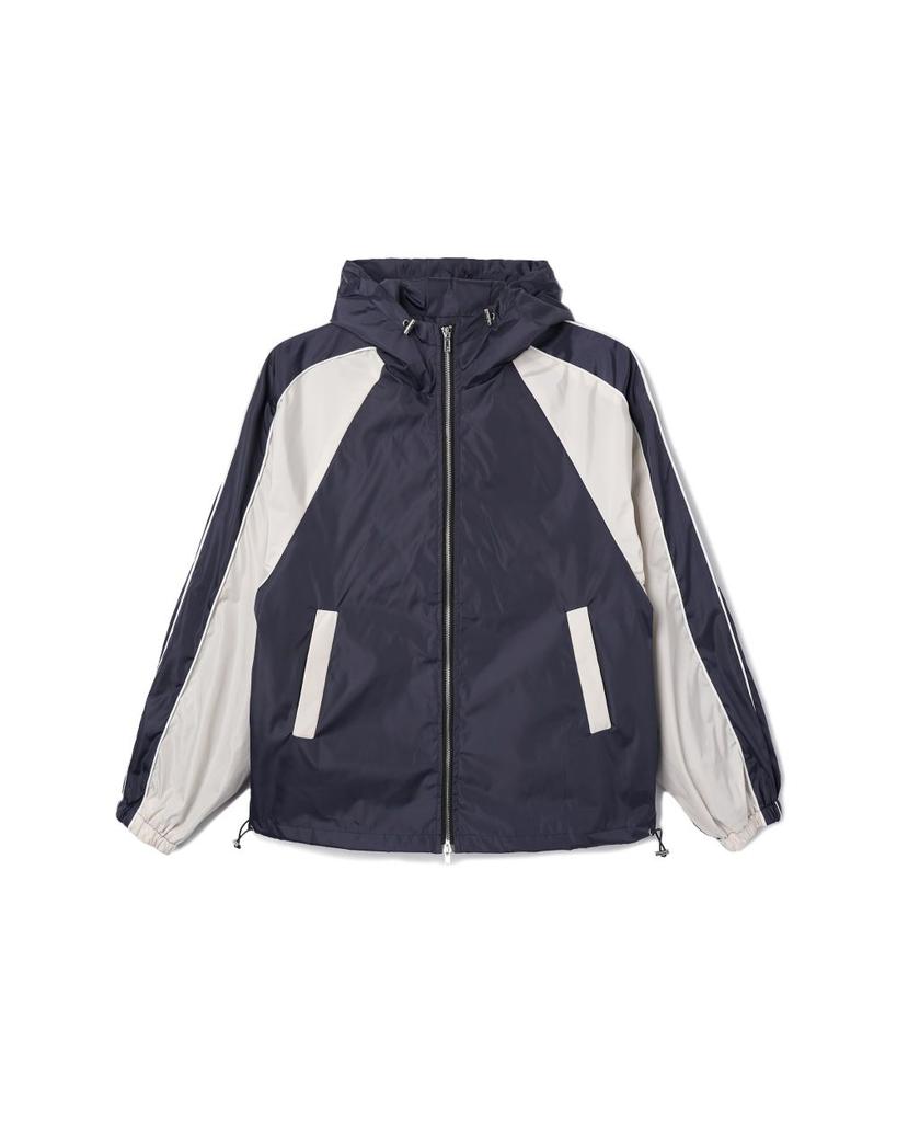 Apostrophe Comma Two-Tone Wind Hooded Zip-Up Jacket_Navy