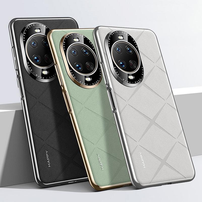 Luxury Plain Leather + Camera Lens Protection Case For Huawei Nova14 Ultra Nova 14 Pro 13 12 Ultra Hard Slim Good Texture Cover