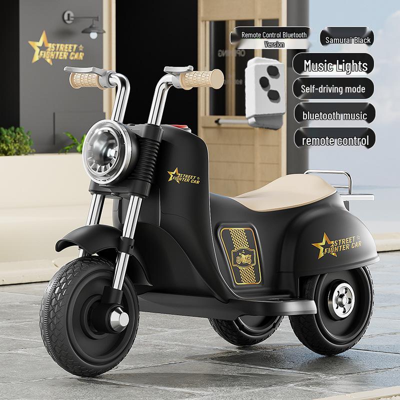 Rechargeable Kids' Electric Tricycle - Remote Control Ride-On Motorcycle for Boys & Girls.
