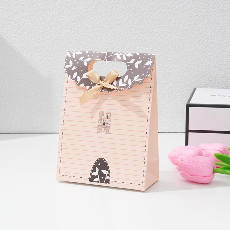 StoBag Pastel Floral Gift Wrapping Bags Paper Packaging Bags with Ribbon Handle for Sweets Jewelry Crafts Birthday Party Favor