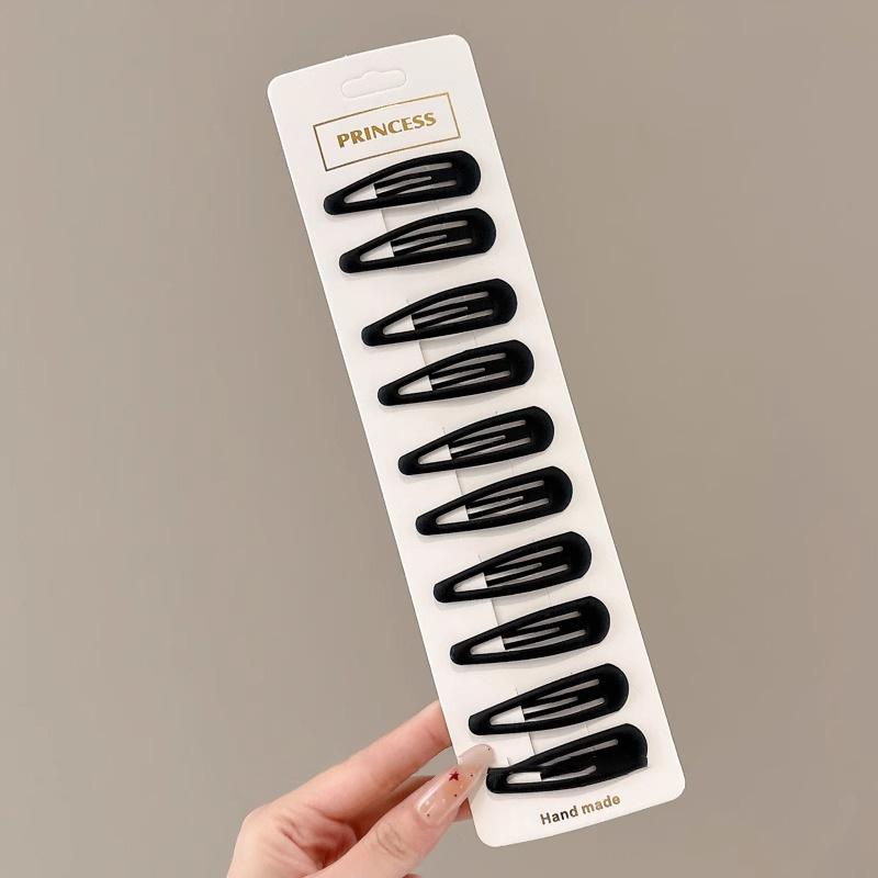 Matte Black Hair Clips Set 10/12Pcs Geometric Square Star Wave Design for Enhanced Elegance