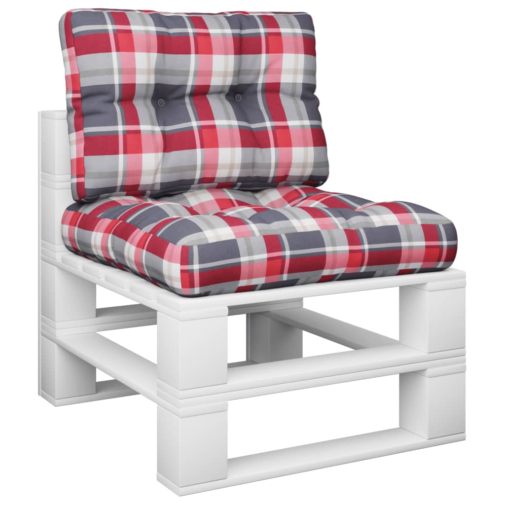 Vidaxl Pallet Sofa Cushions, 2 Pcs, Red Check, Fabric
