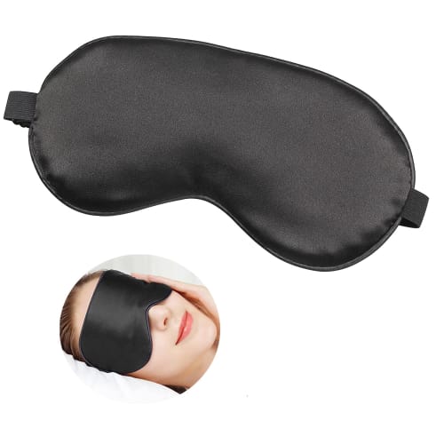Carlcoo Silk Eye Mask, a Sleep Aid with Light Blocking, Ideal for Napping and Fatigue Recovery, Relieves Eye Fatigue, No Pressure, Adjustable Length,