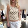 Fashion Women'S Polka Dot Print Crop Tank Top Summer O Neck Sexy Slim Female Short Blouse Sweet Beach Vacation Party Slim Fit Streetwear Clothes