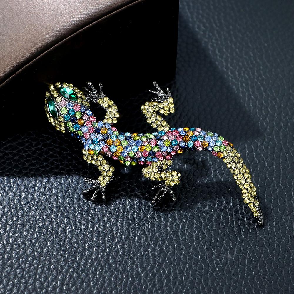 Rhinestone Lizard Gecko Brooches For Women Animal Pin Large Design 2 Colors Available New Arrival 2023