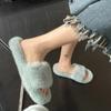 Pantoufles en fourrure épaisse à la mode, pantoufles en fourrure double, chaussures décontractées en coton pour la maison, pantoufles plates en peluche à bretelles croisées pour femmes