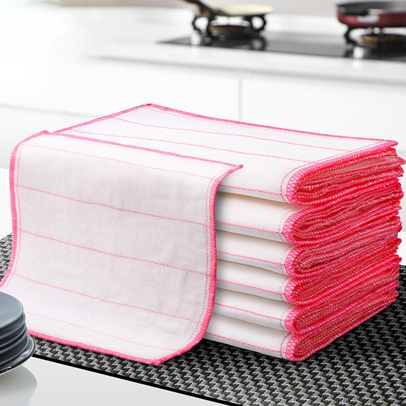 3/5/10pcs, Anti-Oil Kitchen Towel 5 Layers Microfiber Kitchen Cleaning Cloth Thicken Absorbent Scouring Pad Kitchen Daily Dish Towel 11.81inch