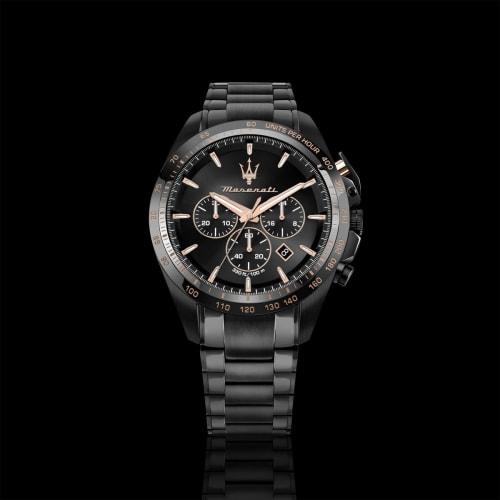Maserati Men's Traguardo 45mm Black Quartz Watch with Luminous Hands, Water Resistant To 10 ATM, Chronograph, for Business and Sports, R8873612048, Of