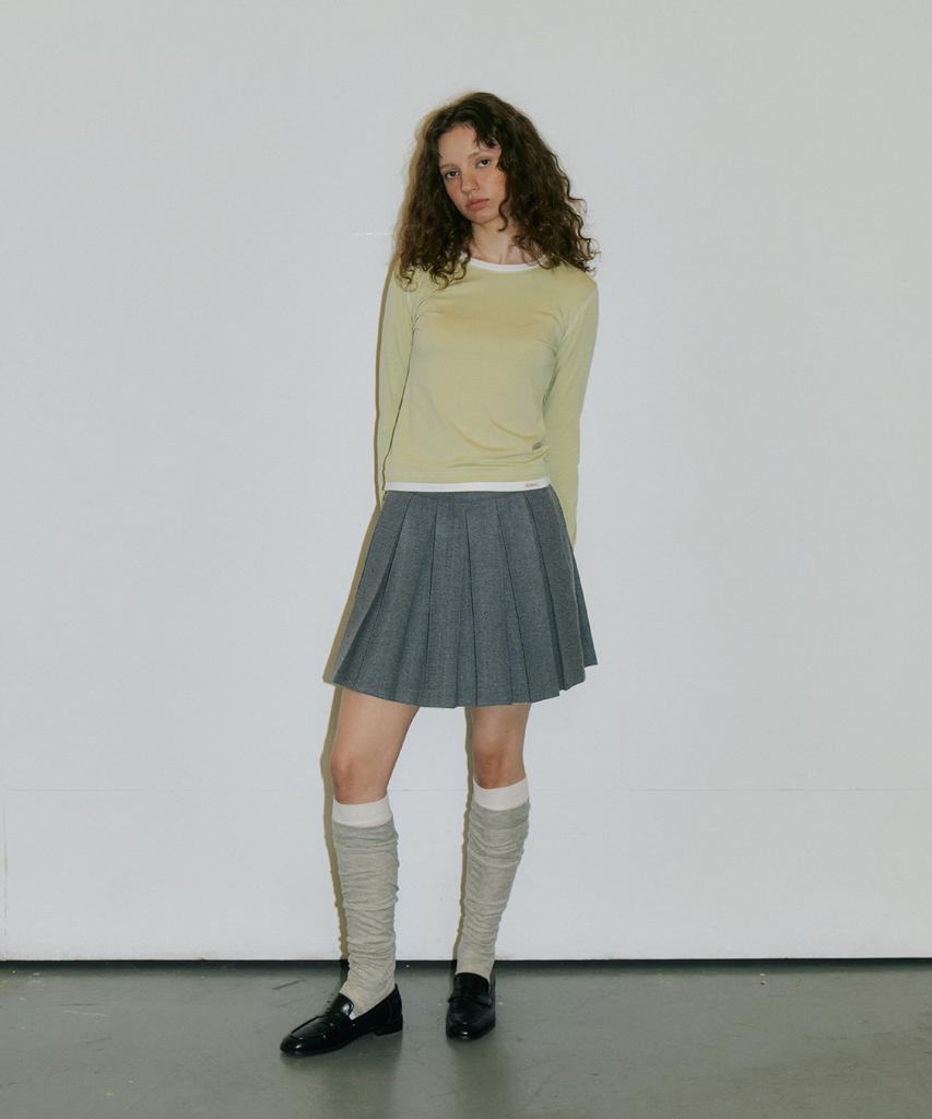 AUTHENTI Pleated Wool Skirt_Gray