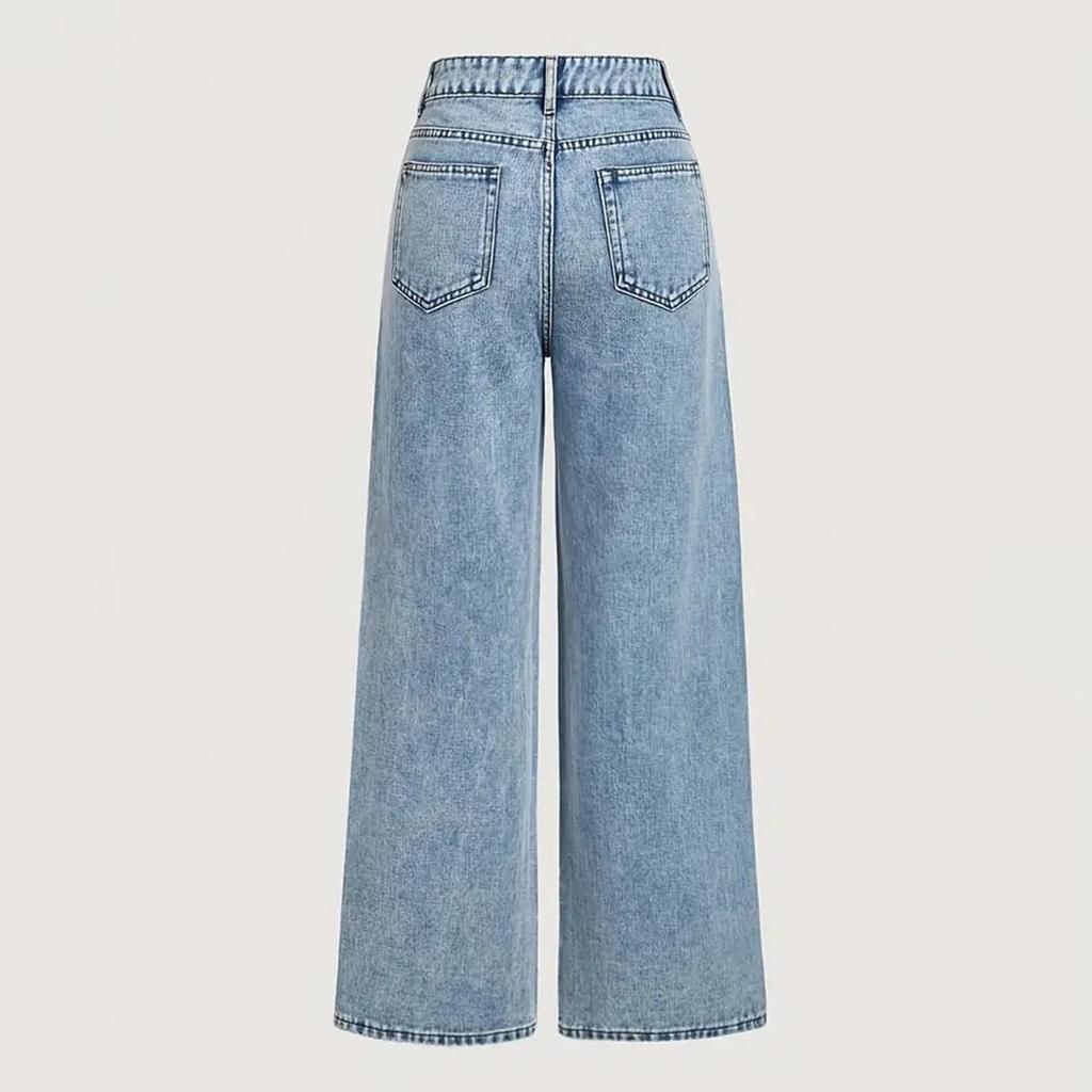 Pantaloni da Donna Taglia Grande Jeans Elasticizzati Larghi Pantaloni Semi-Elastici