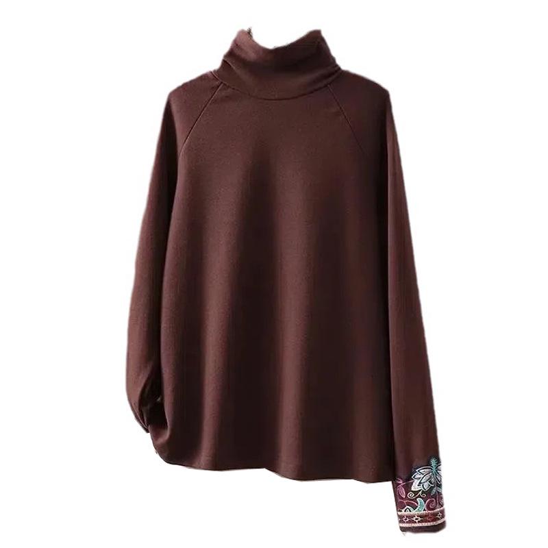 2024 Double-Sided German Velvet Bottoming Shirt: Retro Half-High Collar, Literary Ethnic Style for Spring and Autumn