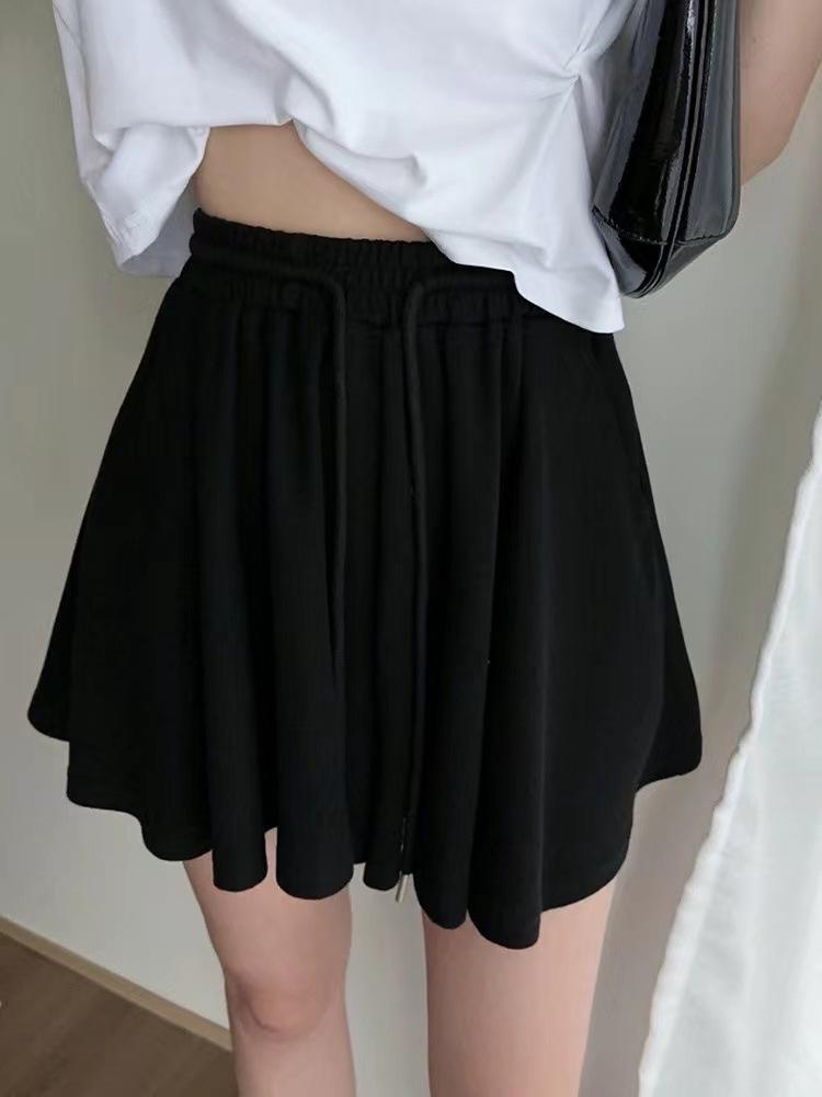 Women's High Waist Grey Pleated A-Line Culottes - Summer 2023 Casual Petite Sport Shorts