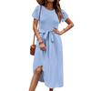Women's Casual Round Neck Midi Dress Basic Classic Outdoor Everyday Short Sleeve Loose Dress