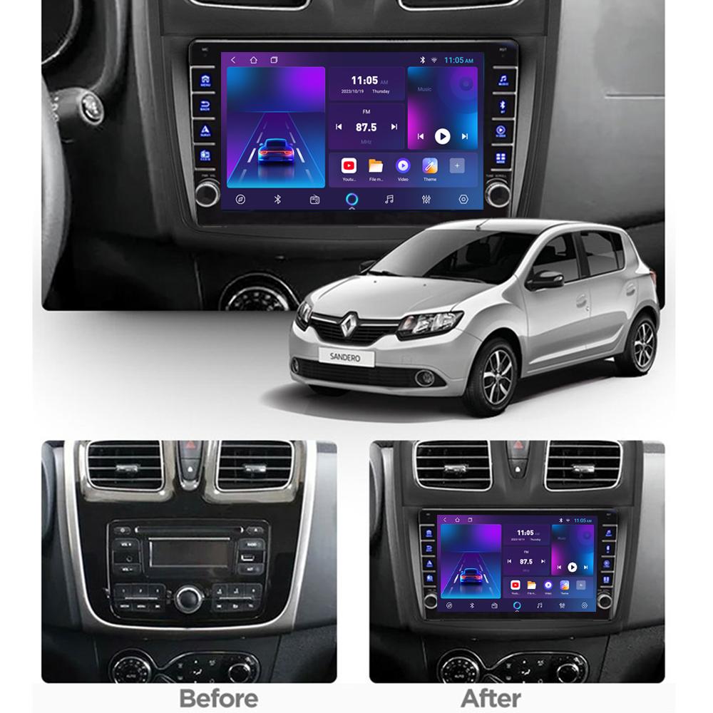icreative Android For Renault Logan Sandero 2014-2017 With Button Knob Car Radio Video Multimedia GPS Player 1+16GB
