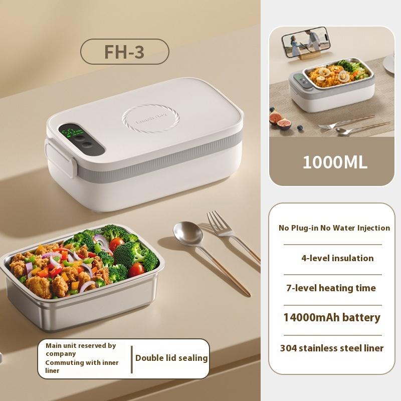 

Charging Heating Lunch Box Wireless No Need To Plug In No Need To Add Water Portable Classroom Electric Heating Bento Box Insulation Charging Type 1L белый